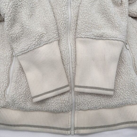 Athleta Fleece Jacket XL Tugga Sherpa Ivory Cream Full Zip Cozy Teddy Pockets - Picture 7 of 15